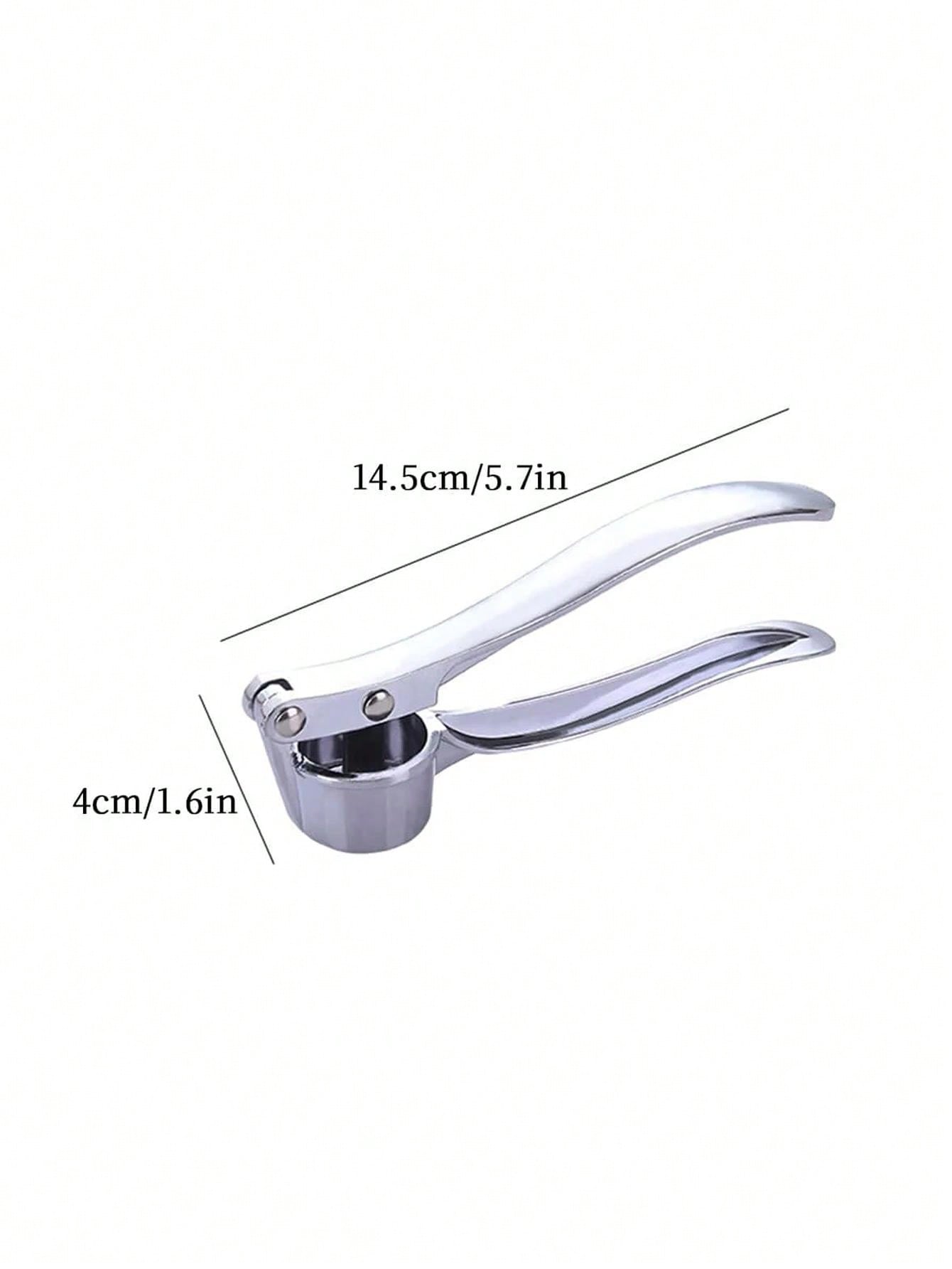 One stainless steel garlic press, a modernist silver multifunctional garlic mincer for the kitchen.